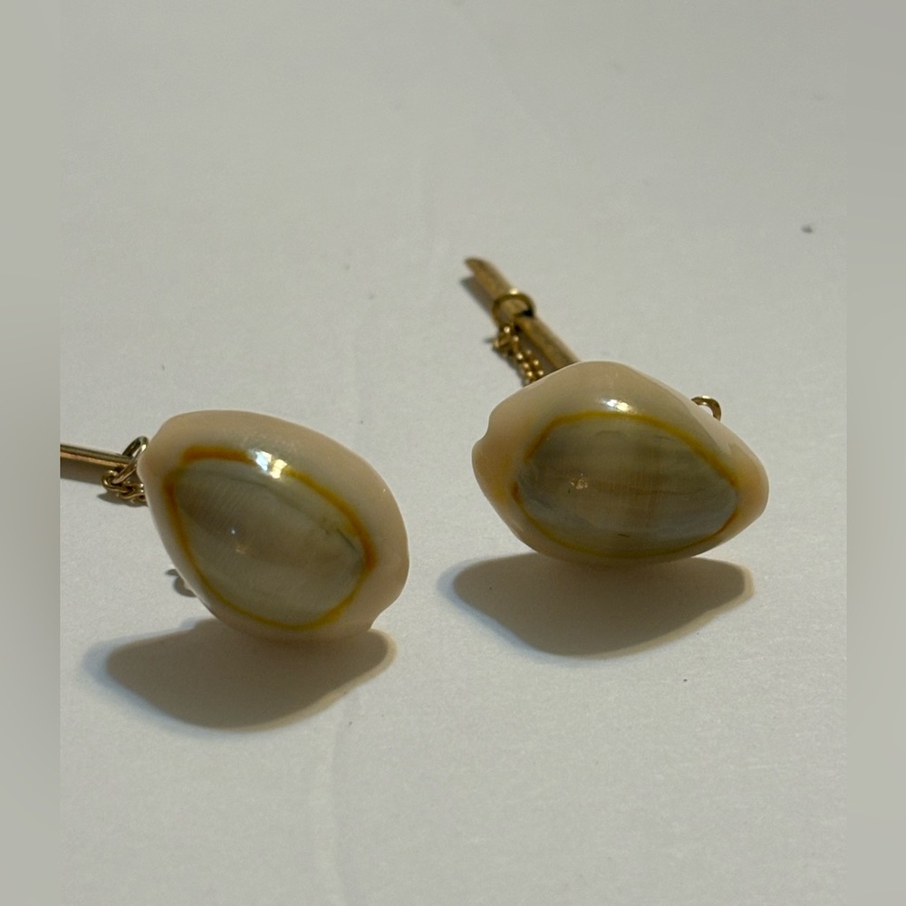 Vintage Cowrie Shell Cuff Links